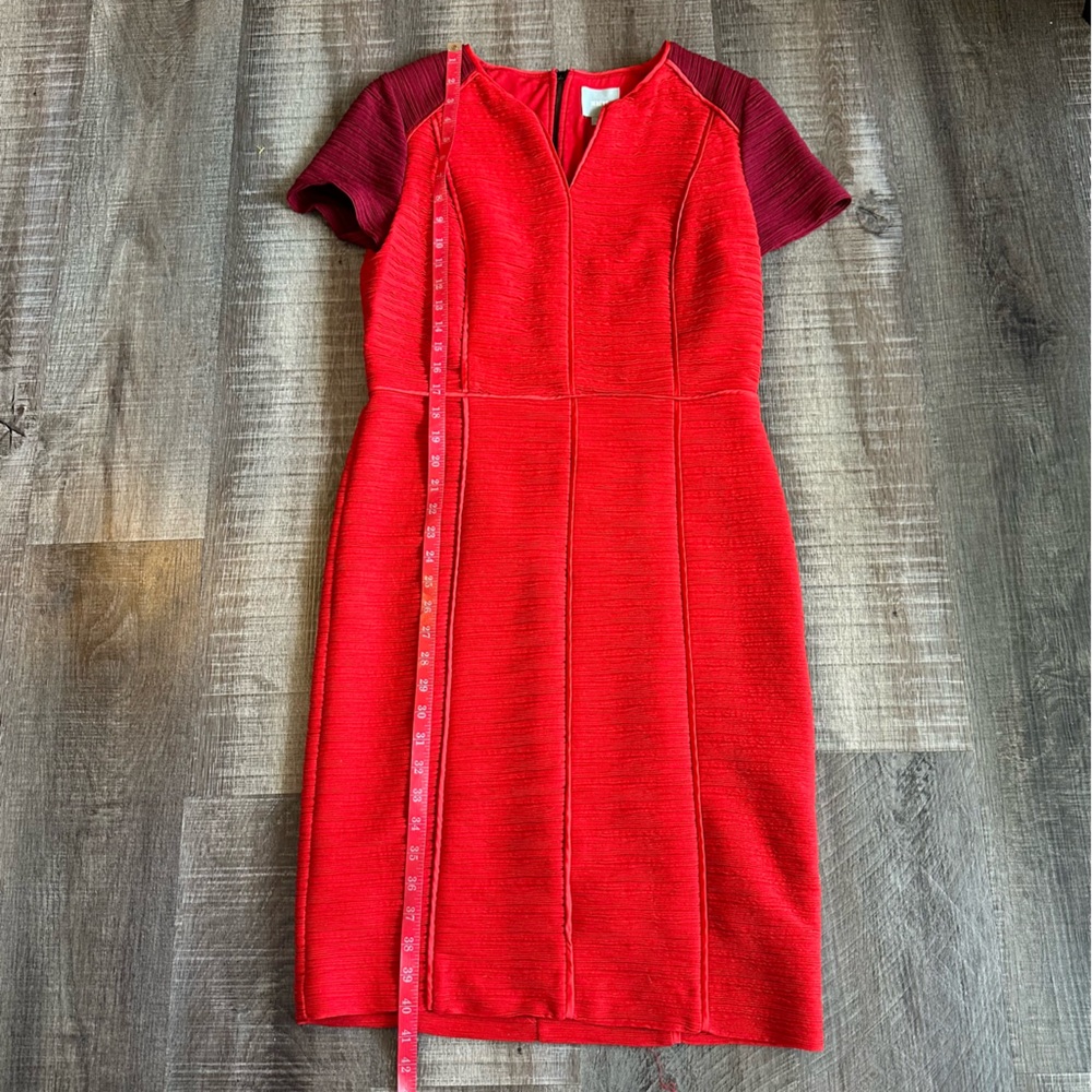 Anthropologie Maeve Dress Women’s 14 Red Eunoia Colorblock Ribbed Pencil Dress - Picture 5 of 10